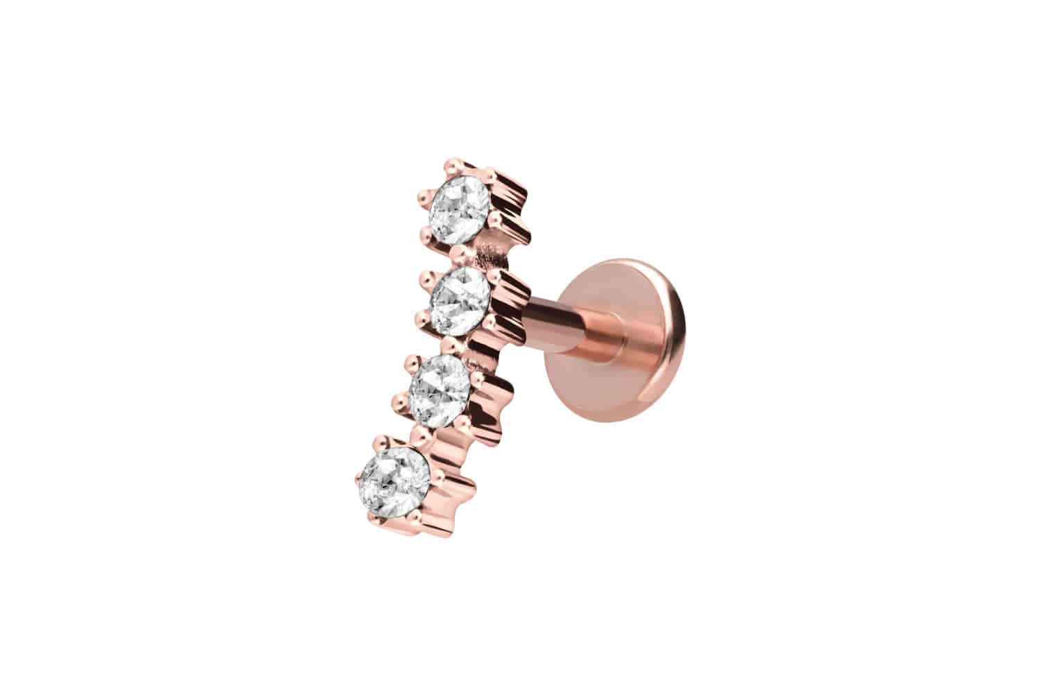 Titan Labret Piercing mit Innengewinde 4 EINGEFASSTE KRISTALLE